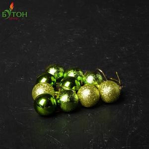 Новогодние шары 3 см глянец/глиттер/узор Цвет: Зелёное золото